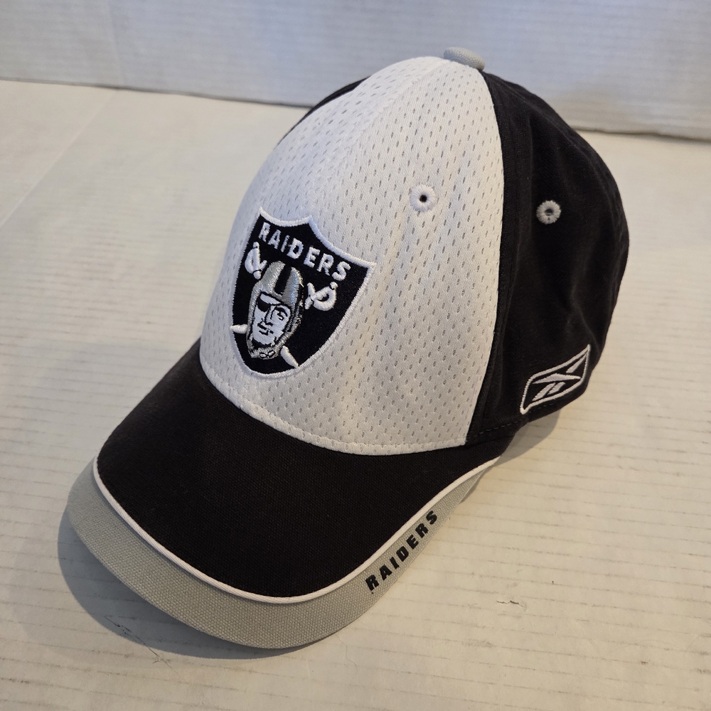 Vintage 90s Raiders Baseball Cap Mesh Front White Black Nfl Football